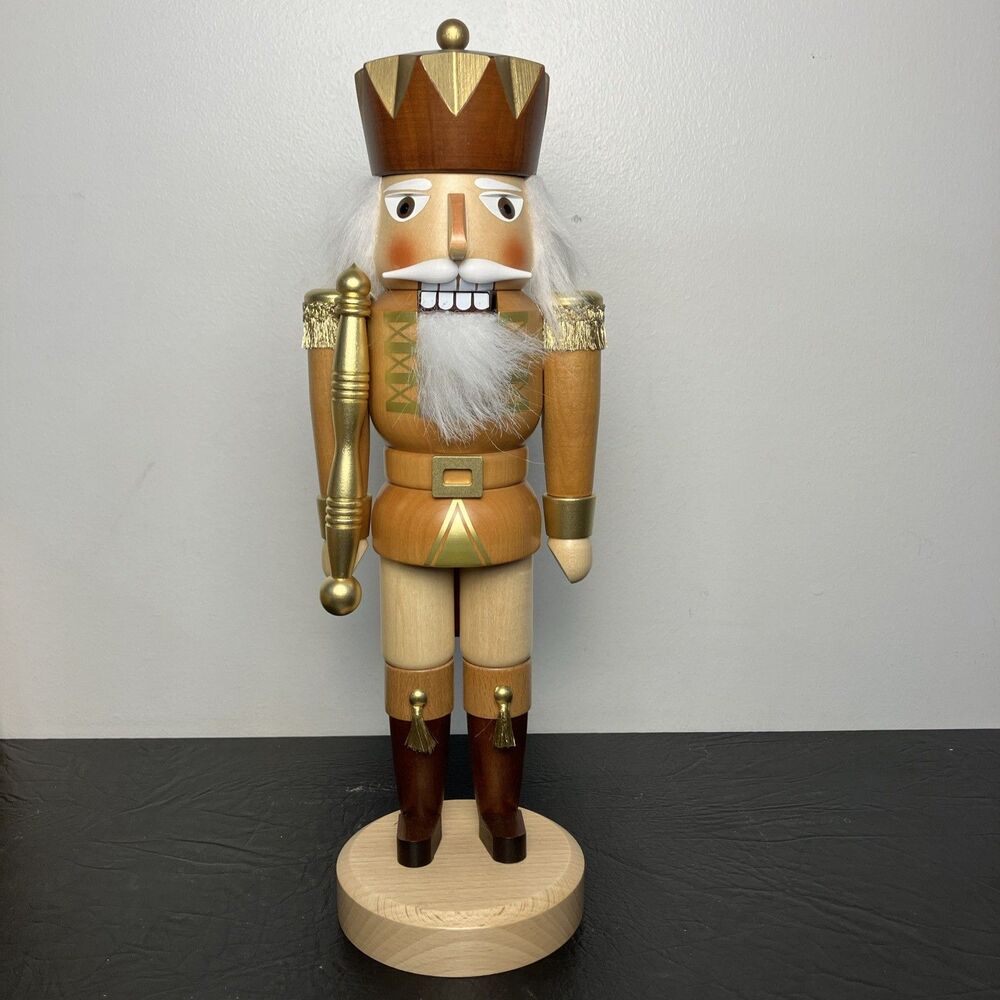 Christian Ulbricht 32335 King Nutcracker 15" Natural Gold Germany w/ Box EUC